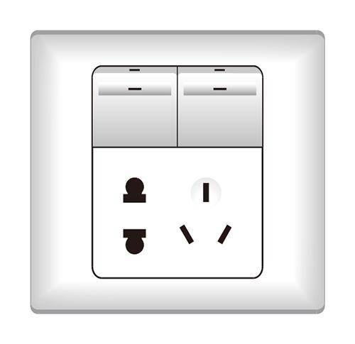 麦格尔A6二位单控开关二三插座(大板荧光)